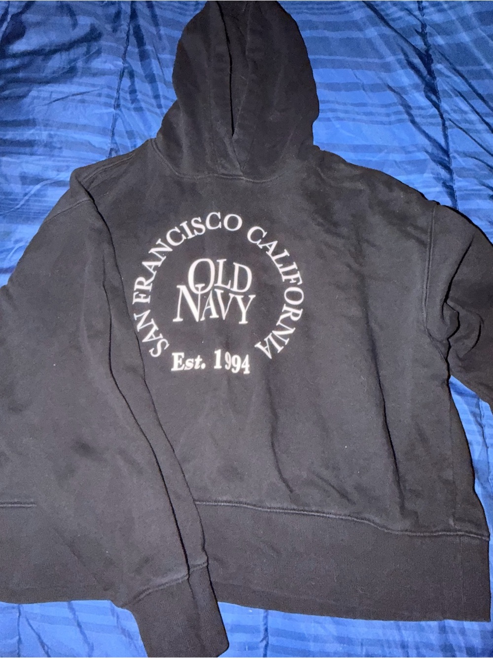 Old Navy Black Pullover Hoodie with San Francisco Circle Logo